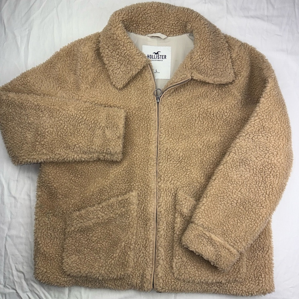 Hollister Beige Sherpa full zip Jacket‎ size Large